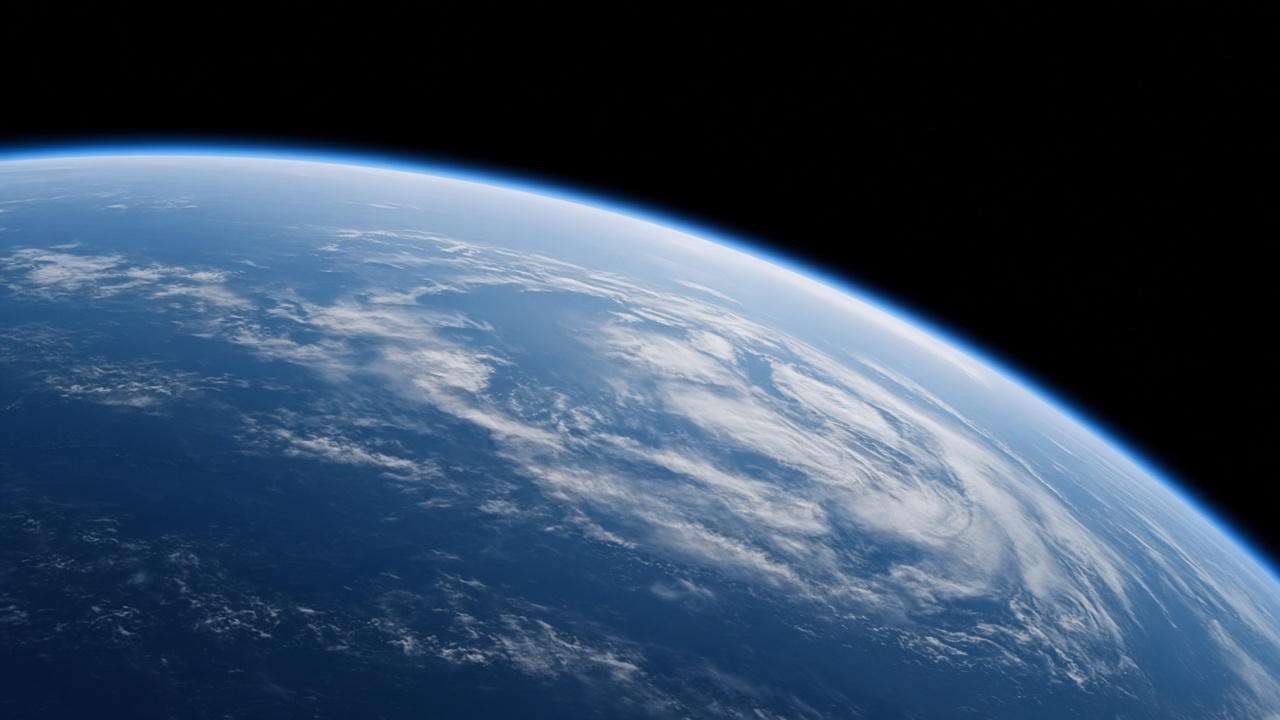 Photoreal view of Earth from above the atmosphere